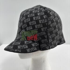Vtg 90s Mountain Dew All-Over Logo Promo Hat Rare Patterned Soda Advertising Cap